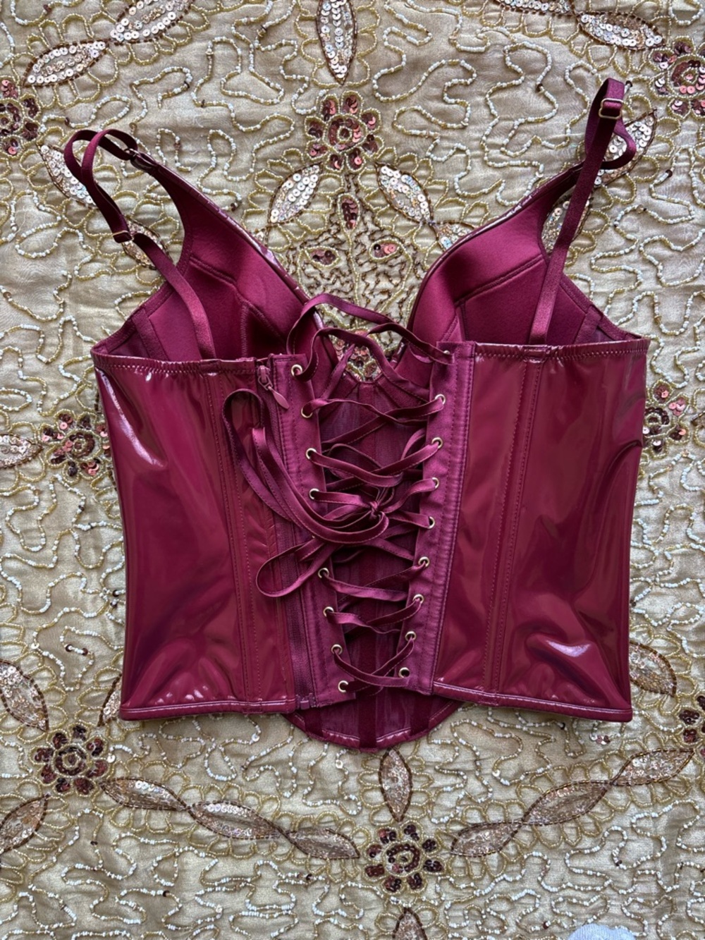 Victoria's Secret Burgundy Patent Bustier Top - Picture 2 of 3